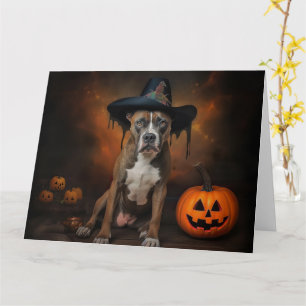Amerikanska Staffordshire Pumpor Halloween Skräcki Kort