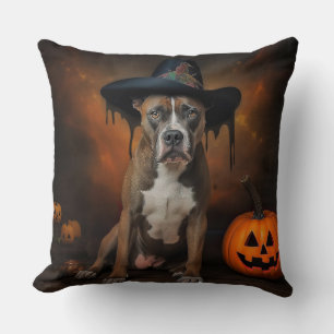 Amerikanska Staffordshire Pumpor Halloween Skräcki Kudde