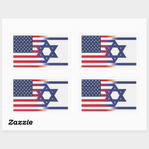Amerikanska ställ med Israel flagga Rektangulärt Klistermärke