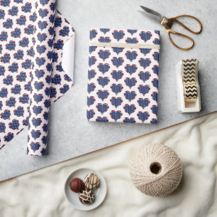 Amerikanska Stars och stripes Hearts Patriotic Presentpapper