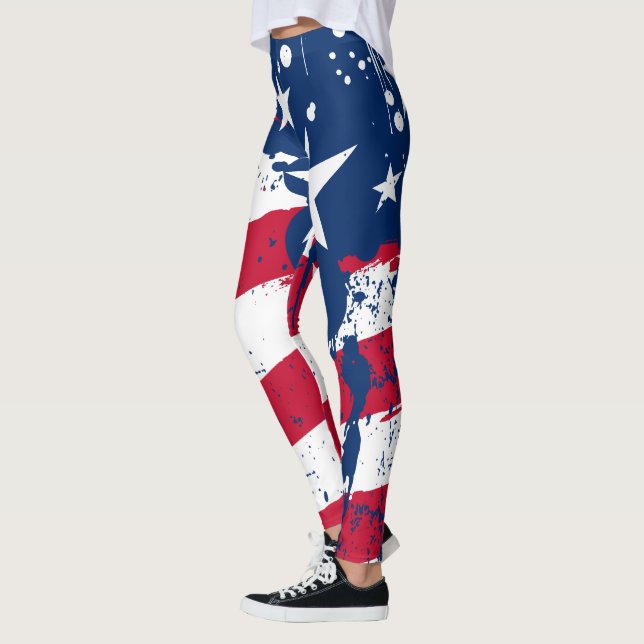 Amerikanska Stars och stripes Stänk Färger Flagga Leggings (Vänster)