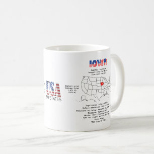 Amerikanska staten Iowa på karta och användbar inf Kaffemugg