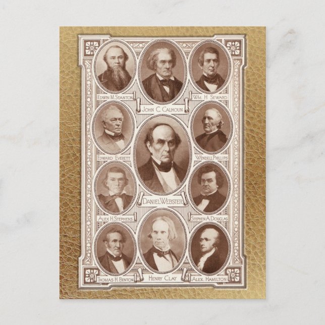 Amerikanska statsmän och Oratorer Vykort (Framsida)