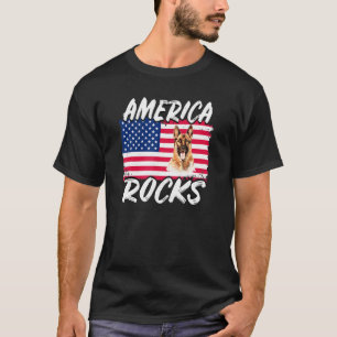 Amerikanska Sten amerikanska Flagga German Shepher T Shirt