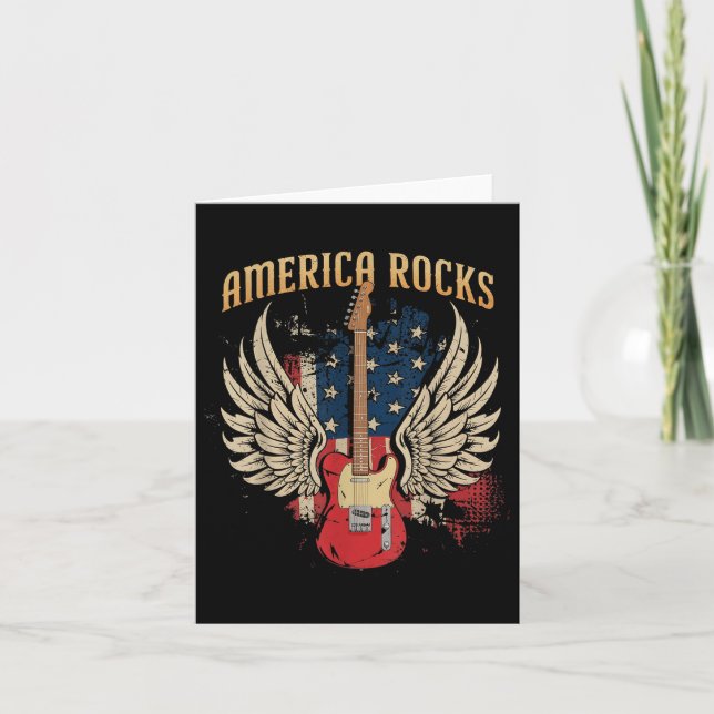Amerikanska Sten Guitar American Flagga 4:e juli-p Kort (Framsida)