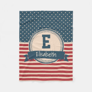 Amerikanska stjärnor rand patriotic flagga monogr fleecefilt