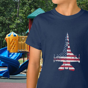 Amerikanska stridsflygplan från flagga och bruklig t shirt