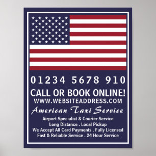 Amerikanska Taxi Firm Flagga Advertising Poster