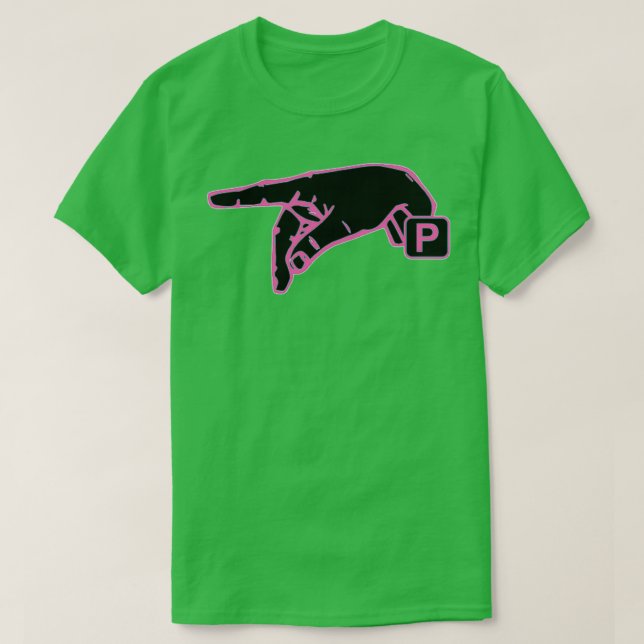 Amerikanska teckenspråk Brev P rosa färg flickor T Shirt (Design framsida)