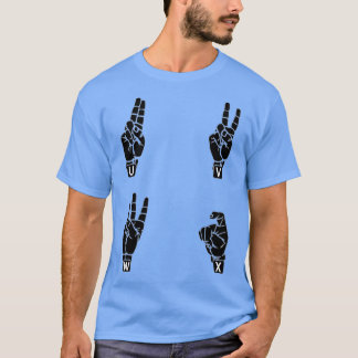 Amerikanska teckenspråksalfabet brev U till X T Shirt