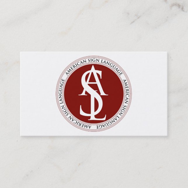 Amerikanska teckenspråkslärare visitkort (Framsida)