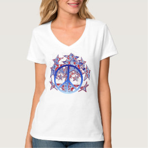 Amerikanska tie-Dyed Stars med fredssymbol T-shirt
