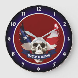 Amerikanska till Bone Skull Stor Klocka