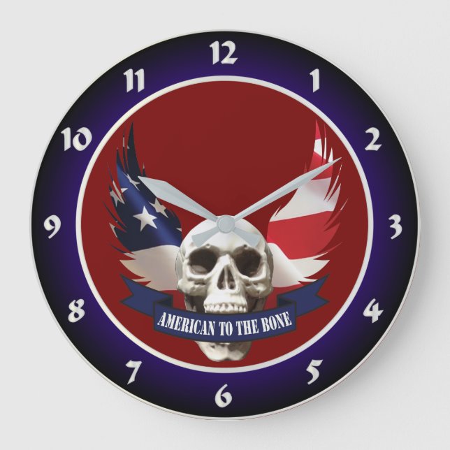Amerikanska till Bone Skull Stor Klocka (Framsida)