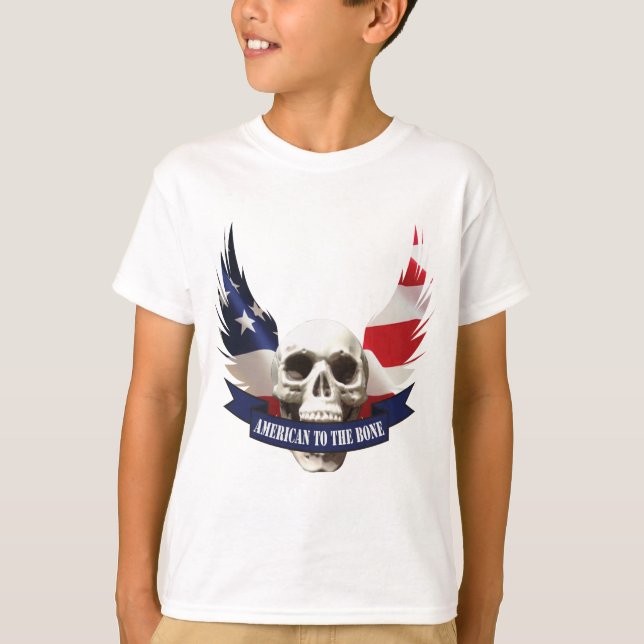 Amerikanska till Bone Skull T-shirt (Framsida)