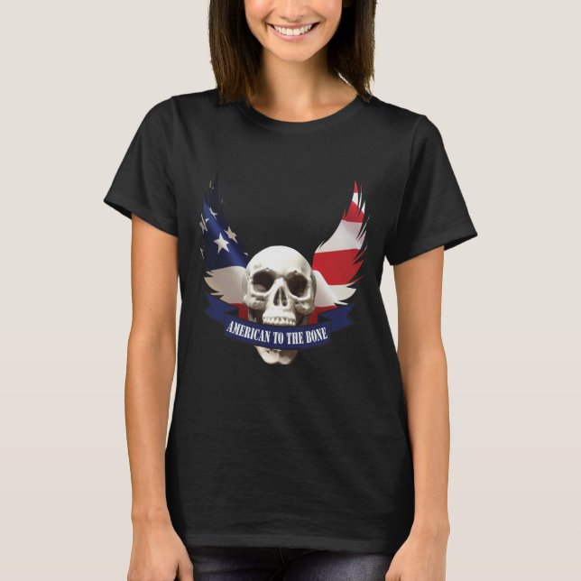 Amerikanska till Bone Skull Tee Shirt (Framsida)