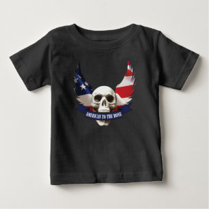 Amerikanska till Bone Skull Tee Shirt