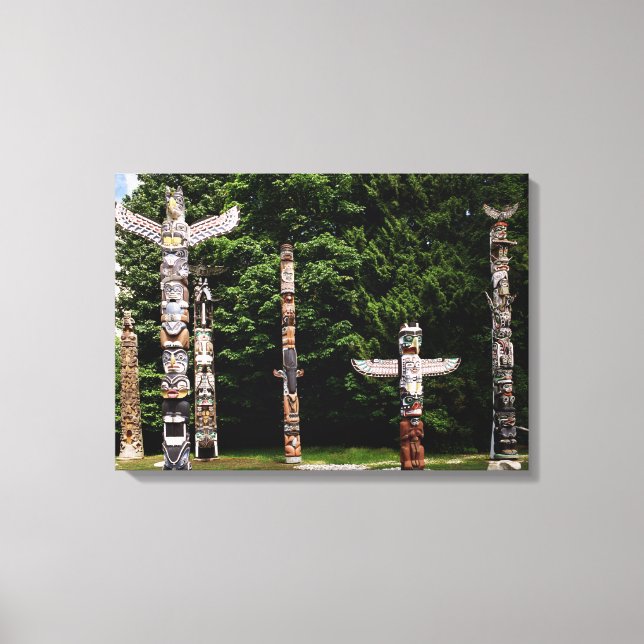 Amerikanska totem-poler, Vancouver, britter Canvastryck (Framsida)
