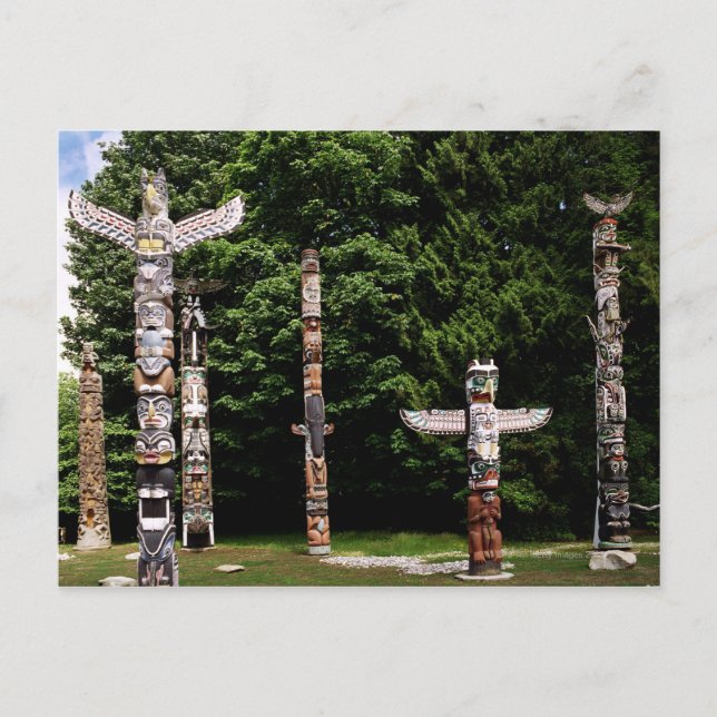 Amerikanska totem-poler, Vancouver, britter Vykort (Framsida)