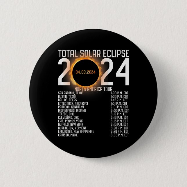 Amerikanska Tour 2024 Totality on Back Solar Eclip Knapp (Framsida)