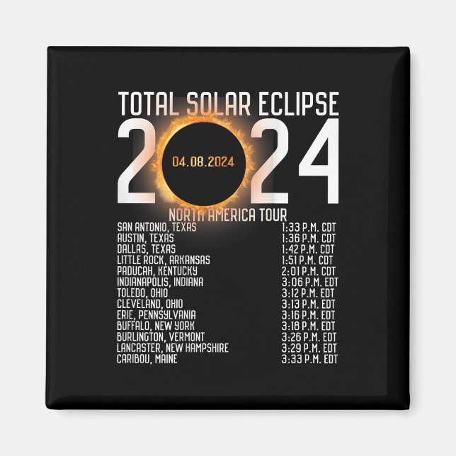 Amerikanska Tour 2024 Totality on Back Solar Eclip Magnet (Framsidan)
