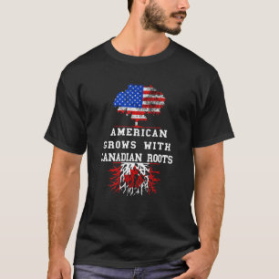 Amerikanska Träd Roots Kanada Flagga Maple Löv Can T Shirt