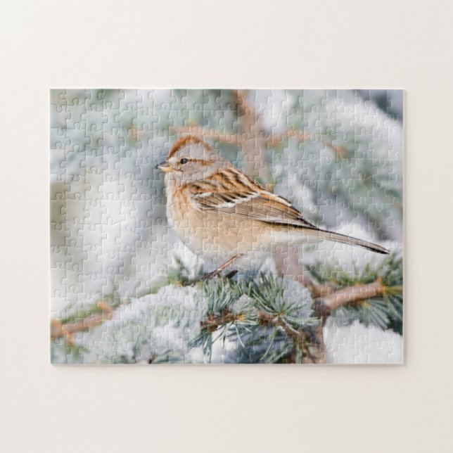 Amerikanska Träd Sparrow på vintern Pussel (Horisontell)