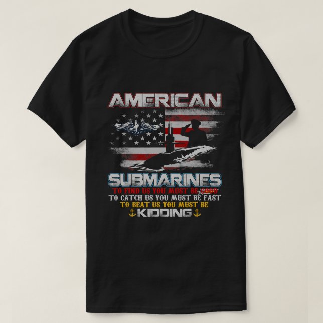 Amerikanska ubåtsvieran Submariner US Flagga Manar T Shirt (Design framsida)