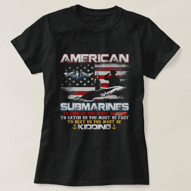 Amerikanska ubåtsvieran Submariner US Flagga Manar T Shirt (Design framsida)