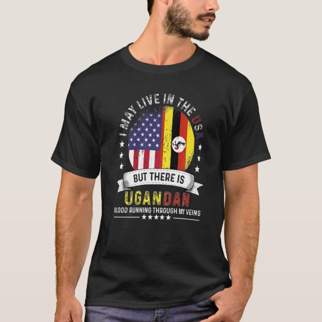 Amerikanska ugandiska hem i USA Patriot American U T Shirt (Framsida)