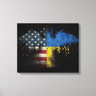 Amerikanska ukrainska Flaggorna Canvastryck