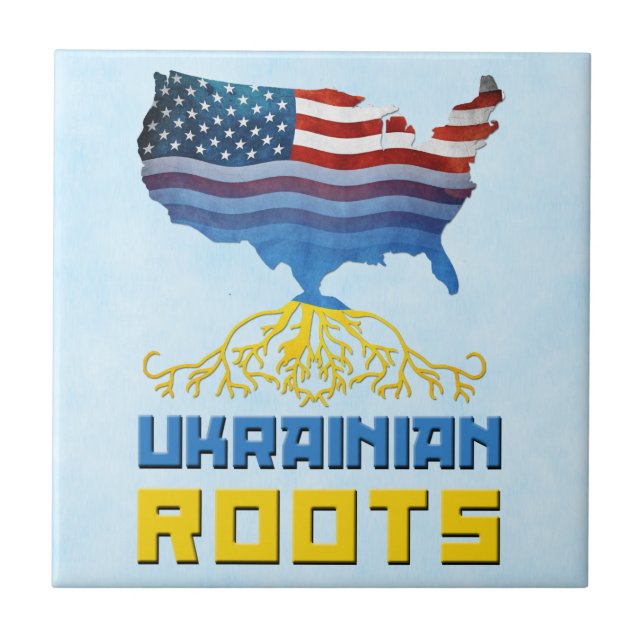 Amerikanska ukrainska rötter Ceramic Tile Kakelplatta (Framsidan)