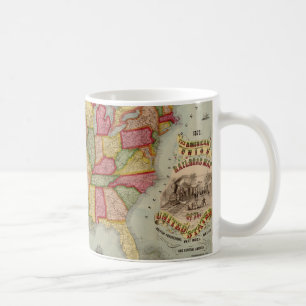 Amerikanska unionens järnvägar Karta, 1872 Kaffemugg