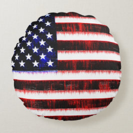 Amerikanska United Stater - USA flagga, notched dr Rund Kudde