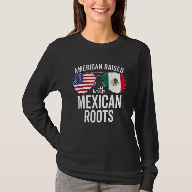 Amerikanska upphöjda med mexikanska rötter USA Mex T Shirt (Framsida)
