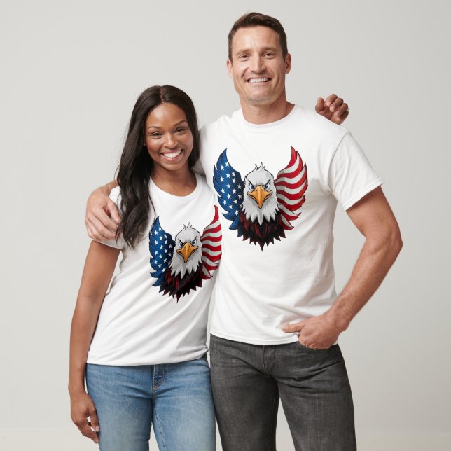 Amerikanska USA Eagle Flagga White T Shirt (Unisex)