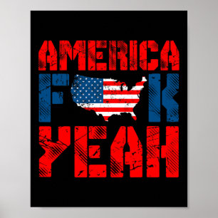 Amerikanska USA flagga Amerika, ja, 4 juli Poster