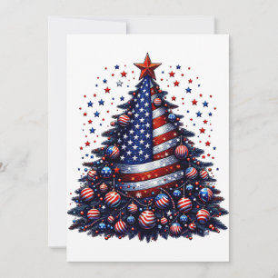 Amerikanska USA flagga Julgran Patriotic Art Inbjudningar