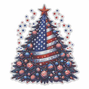 Amerikanska USA flagga Julgran Patriotic Art Klistermärken