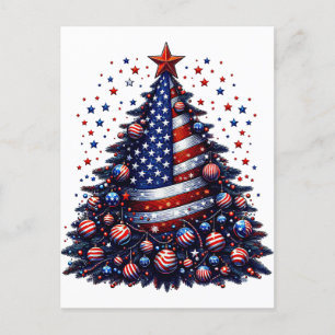 Amerikanska USA flagga Julgran Patriotic Art Vykort