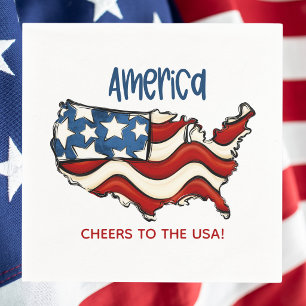 Amerikanska USA Flagga Kart / Skål för USA Patriot Pappersservett