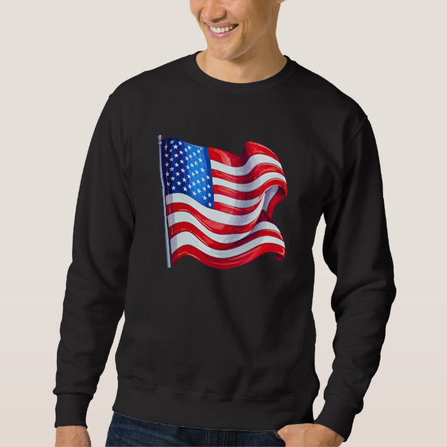 Amerikanska USA flagga manar-tröjor Lång Ärmad Tröja (Framsida)