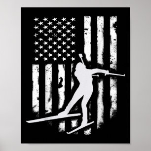 Amerikanska USA flagga Nordic Ski Coola Skier Gift Poster