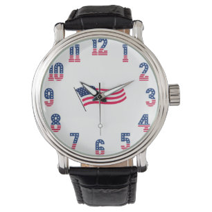 Amerikanska USA flagga & Numbers Armbandsur