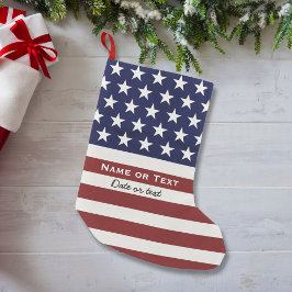 Amerikanska USA flagga Patriotic 4:e Anpassningsba Liten Julstrumpa