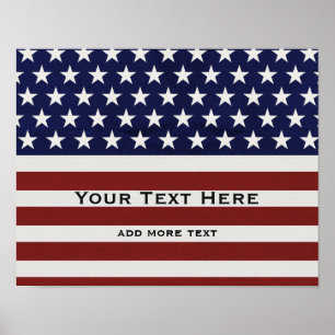 Amerikanska USA flagga Patriotic 4:e Anpassningsba Poster