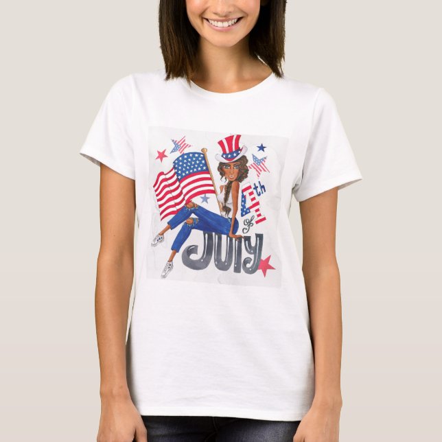 Amerikanska USA flagga Patriotic 4 juli Tee (Framsida)