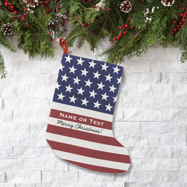 Amerikanska USA flagga Patriotic God jul Liten Julstrumpa (Skapare uppladdad)