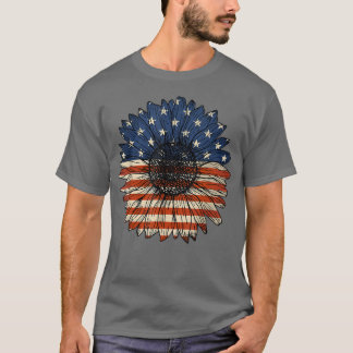 Amerikanska USA flagga solrosor 4:e juli United St T Shirt