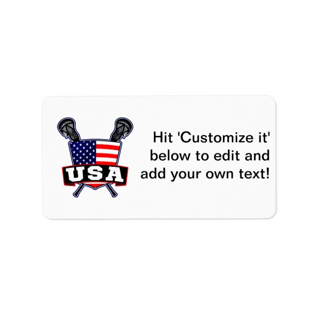 Amerikanska USA Lacrosse Adressetikett (Framsidan)